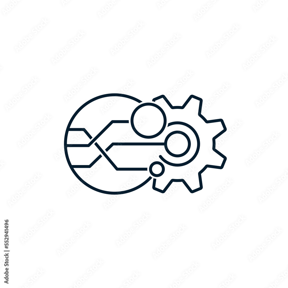 Poster electronic processor and mechanism. vector icon isolated on white background.