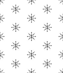 Cash Flow Icon Seamless Pattern, Money, Currency Flow, Inflow Outflow, Business Economy Activity