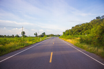 Fototapeta premium On a mountain road in the provinces of Thailand. Dangerous curvy road on the mountain.