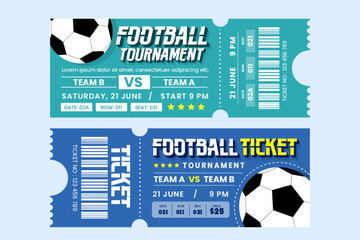Football tournament sport event ticket design template simple and elegant design - obrazy, fototapety, plakaty
