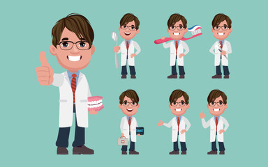 Fototapeta premium Doctor with different poses. vector