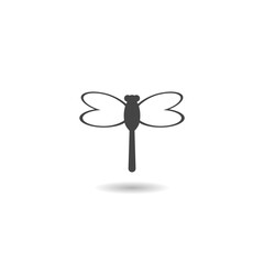 Black silhouette of dragonfly with shadow
