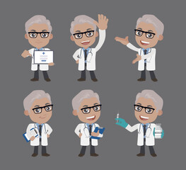 Fototapeta premium Doctor with different poses. vector