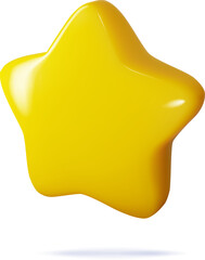 Star glossy 3d vector icon as element for feedback rating, best quality comment, award winner ranking, positive client review