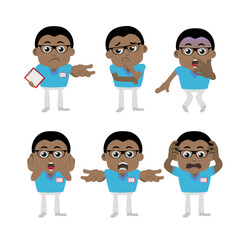 Nurse with different poses. vector