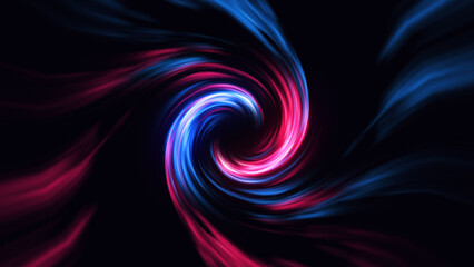 Abstract Wave Background. Red Blue Tunnel. Space Motion, Swirl. 3D Digital Galaxy 
