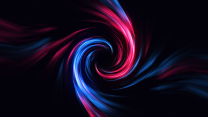 Abstract Wave Background. Red Blue Tunnel. Space Motion, Swirl. 3D Digital Galaxy 