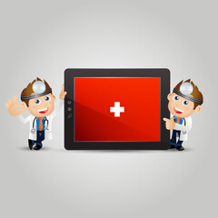 Doctor with different poses. vector