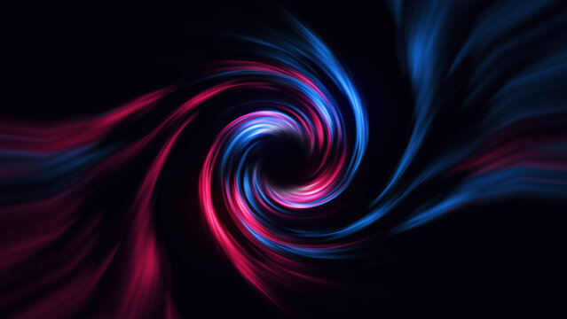 Abstract Wave Background. Red Blue Tunnel. Space Motion, Swirl. 3D Digital Galaxy 