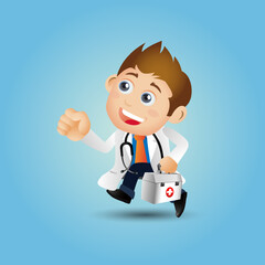 Doctor with different poses. vector