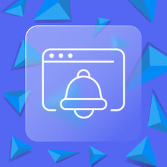 Alert icon. Alarm clock, reminder, calendar, ring, bell, important date,notification, late. Phone concept. Glassmorphism style. Vector line icon for business