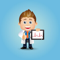 Doctor with different poses. vector