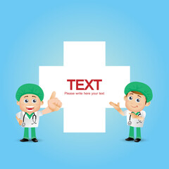 Doctor with different poses. vector