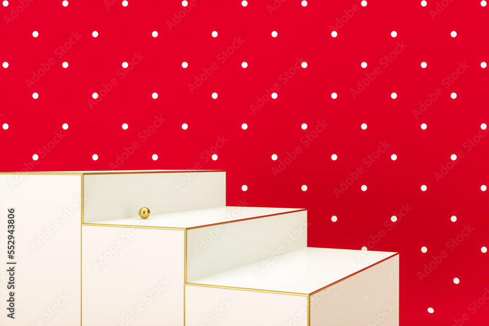 Poster Winter Christmas background with a podium stage for product display. 3d rendering.