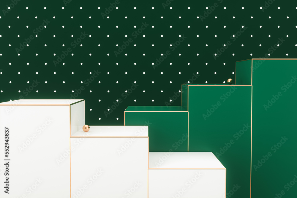 Aufkleber winter christmas background with a podium stage for product display. 3d rendering.