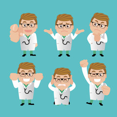 Fototapeta premium Doctor with different poses. vector