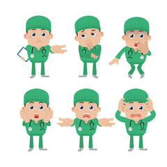 Doctor with different poses. vector