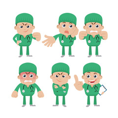 Doctor with different poses. vector