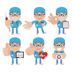 Doctor with different poses. vector-
