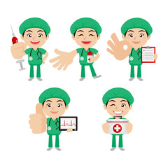 Doctor with different poses. vector-
