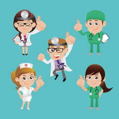 Doctor with different poses. vector-
