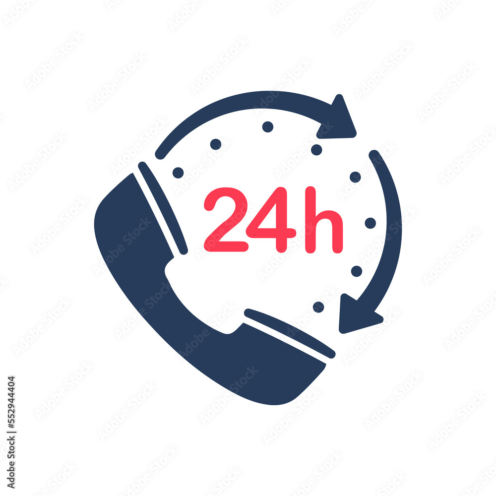 Poster 24 hour service icon.speech bubbles. phone support consulting customer problems.