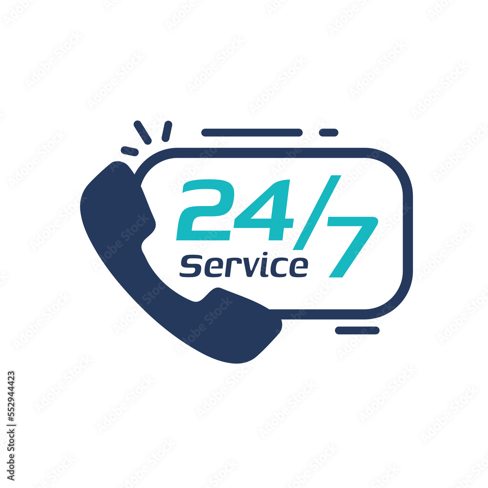 Poster 24 hour service icon.speech bubbles. phone support consulting customer problems.