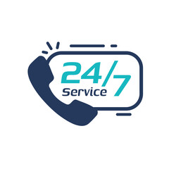 24 hour service icon.Speech bubbles. Phone support consulting customer problems.