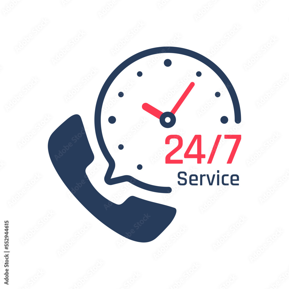 Poster 24 hour service icon.speech bubbles. phone support consulting customer problems.