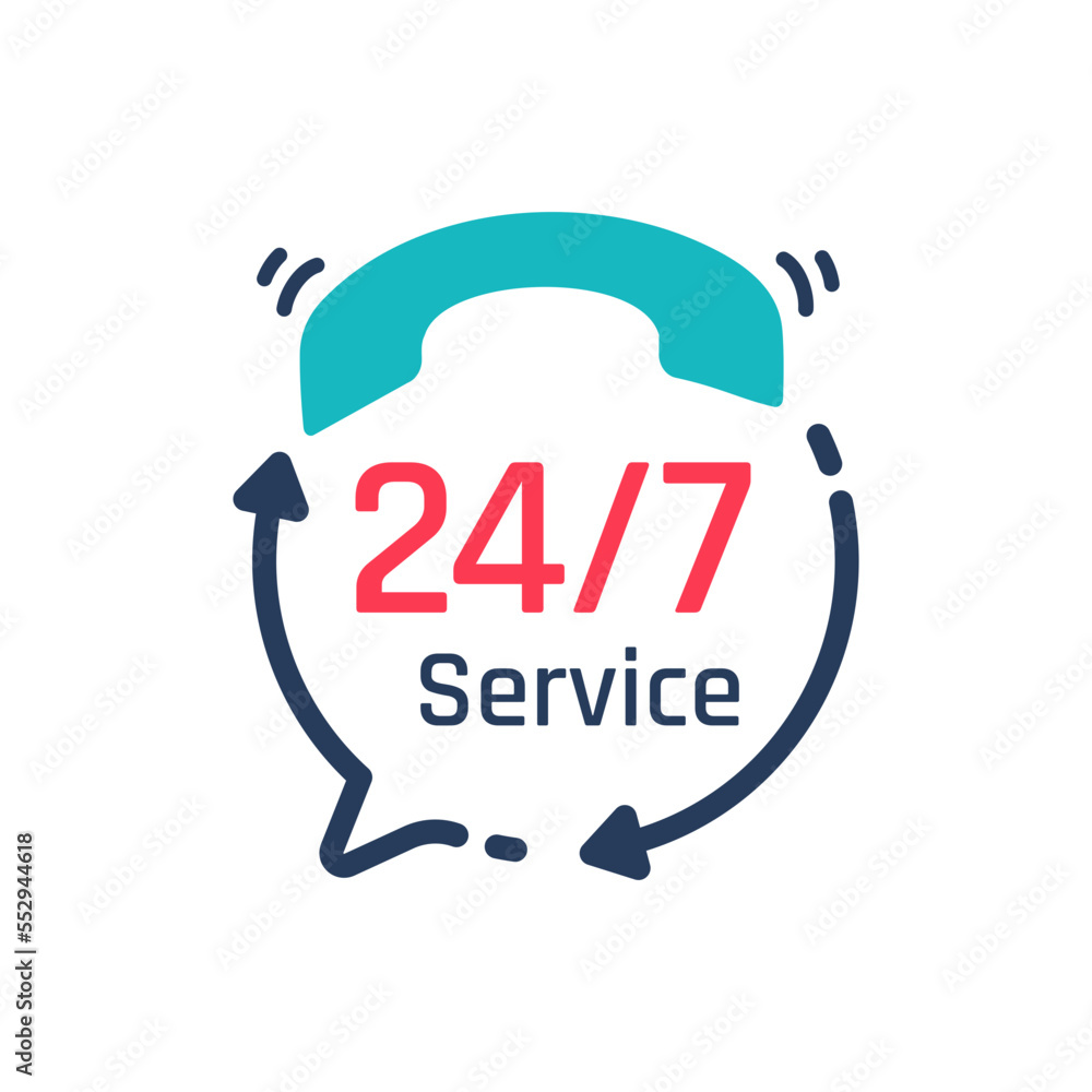 Poster 24 hour service icon.speech bubbles. phone support consulting customer problems.