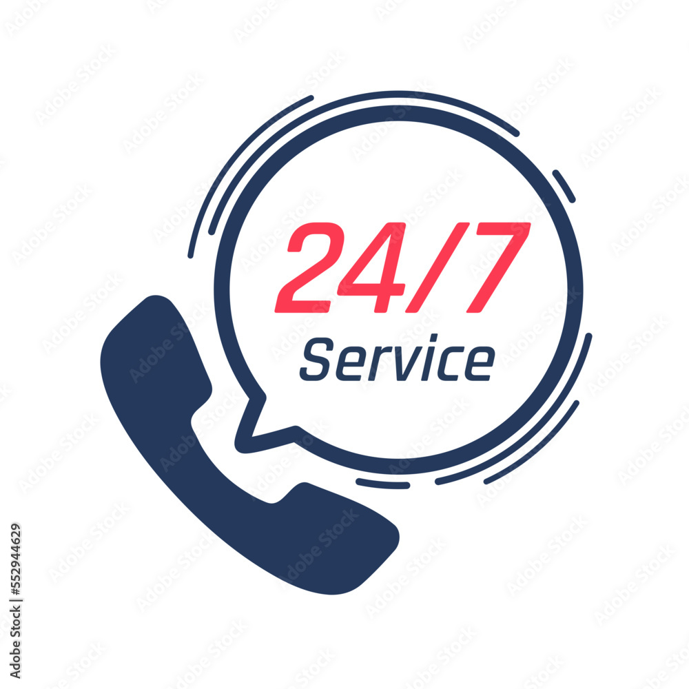 Poster 24 hour service icon.speech bubbles. phone support consulting customer problems.