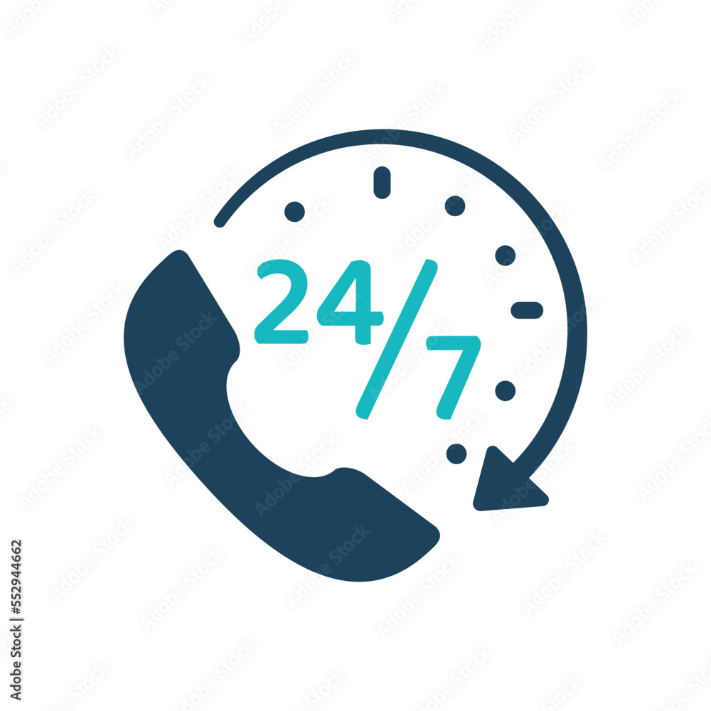 Poster 24 hour service icon.speech bubbles. phone support consulting customer problems.