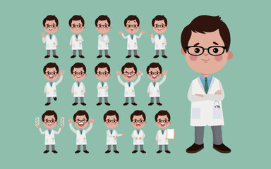 Obraz premium Set of doctor with different poses
