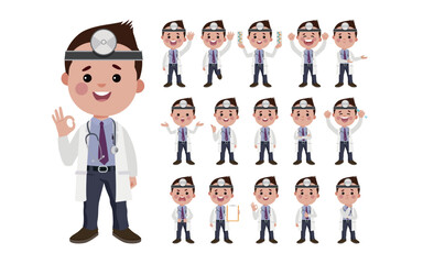 Set of doctor with different poses