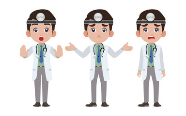 Set of doctor with different poses