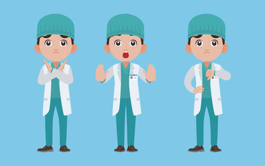 Set of doctor with different poses