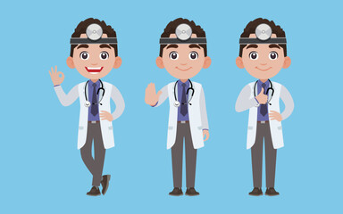 Set of doctor with different poses