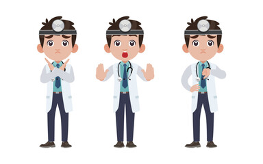Set of doctor with different poses