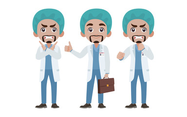 Set of doctor with different poses