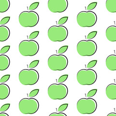 Apples vector seamless pattern. Doodle elements on white background. Best for textile, wallpapers, home decoration, wrapping paper, package and web design.