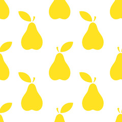 Pears vector seamless pattern. Yellow vector flat silhouettes on white background. Best for textile, wallpapers, home decoration, wrapping paper, package and web design.