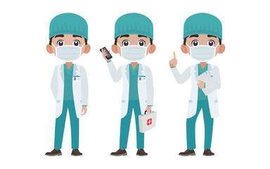 Fototapeta premium Set of doctor with different poses