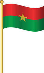 Flag of Burkina,Burkina flag Golden waving isolated vector illustration eps10.