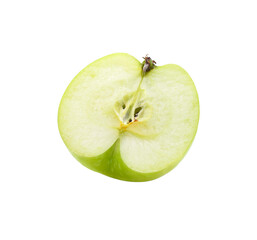 one green cut apple isolated transparent png