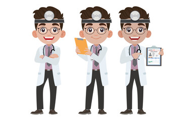 Set of doctor with different poses
