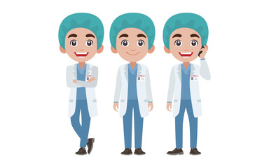 Set of doctor with different poses