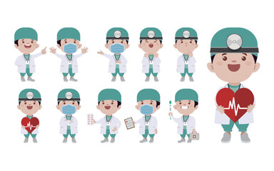 Doctor with different poses. vector-
