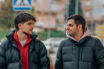 friends on the street talking