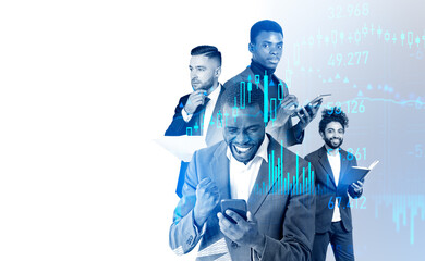 Businessmen work together having conference meeting to improve t