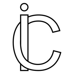Logo sign ic ci icon nft interlaced letters i c